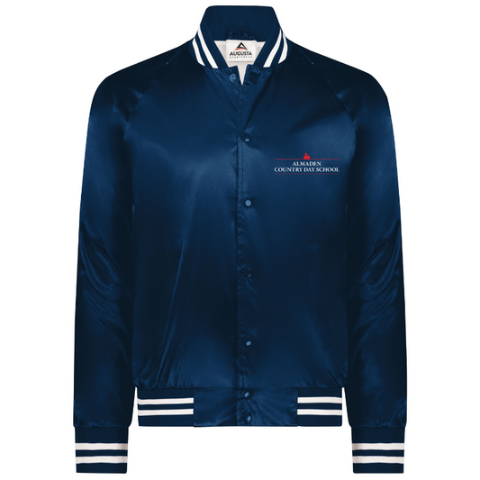 Augusta Satin Baseball Jacket with Striped Trim