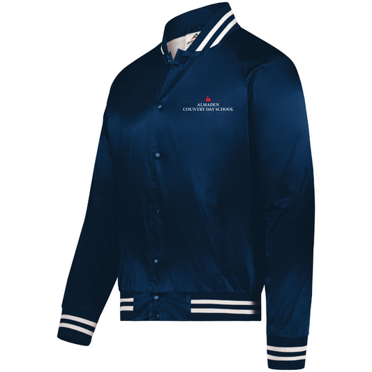Augusta Satin Baseball Jacket with Striped Trim