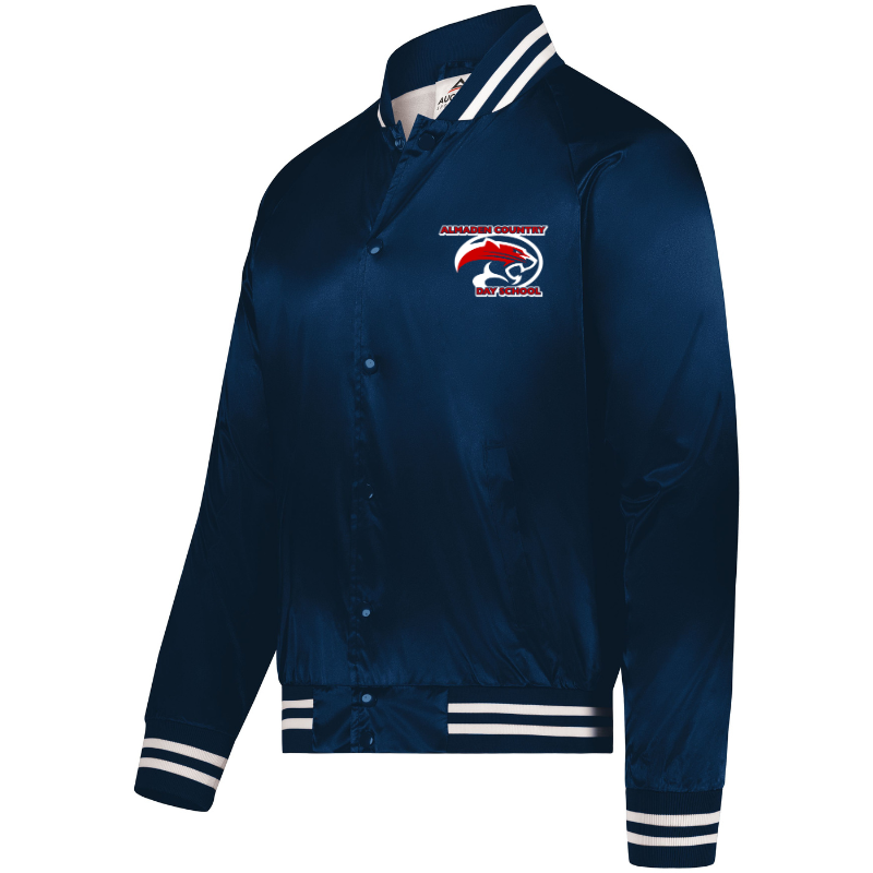 Augusta Satin Baseball Jacket with Striped Trim