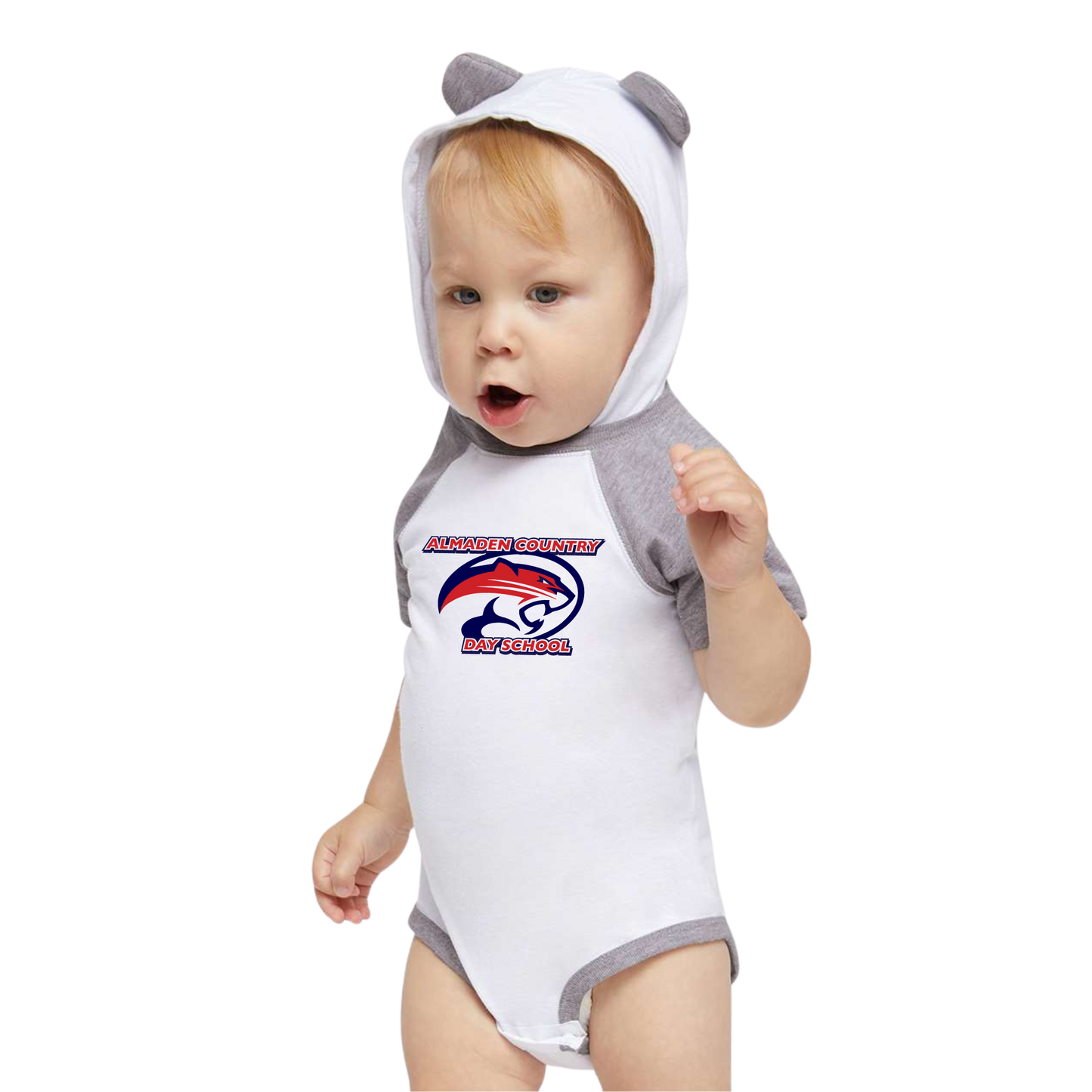 Rabbit Skins Fine Jersey Infant Short Sleeve Raglan Bodysuit w/Hood & Ears