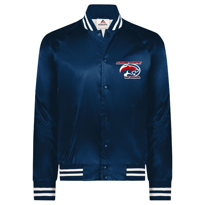 Augusta Satin Baseball Jacket with Striped Trim