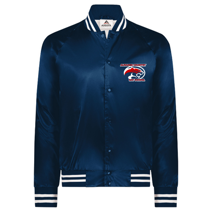 Augusta Satin Baseball Jacket with Striped Trim
